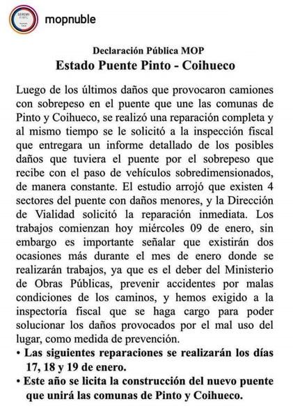 SEREMI de Obras Públicas de Ñuble realizó declaración sobre la situación del Puente Pinto - Coihueco 09-01-2019 (23)